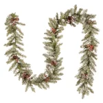 Unbranded 9 ft. Dunhill Fir Artificial Garland with 50 Clear Lights, Red Berries, and Pine Cones thumbnail 4