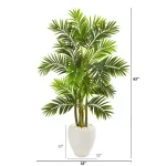 Nearly Natural 63 in. Artificial Areca Palm Tree with White Planter thumbnail 2