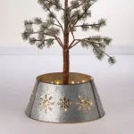 Glitzhome 21.65 in. Snowflake Diecut Metal Tree Collar with Light String thumbnail 2