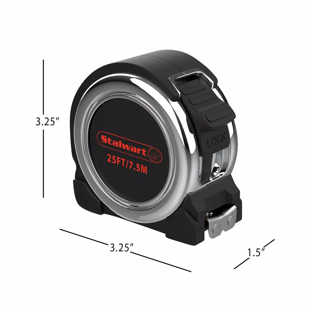 Stalwart 25 ft. Retractable Tape Measure, 4-Pack