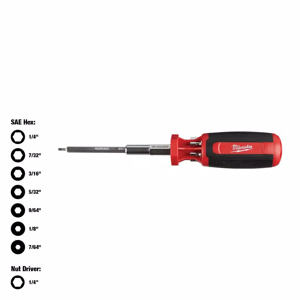 Milwaukee 9-in-1 SAE Hex/Key Drive Multi-Bit Screwdriver with Power Groove Bits