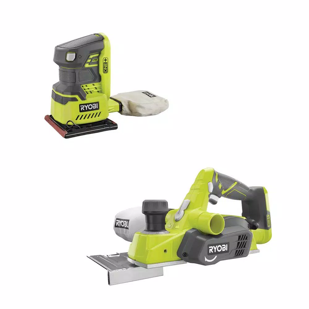 RYOBI 18V ONE+ Cordless 3-1/4 in. Planer and 1/4 Sheet Sander Kit (Tools Only)