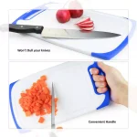 Belwares 3-Piece Plastic Cutting Board Set with Non-Slip Feet and Deep Drip Grooves, Blue thumbnail 3
