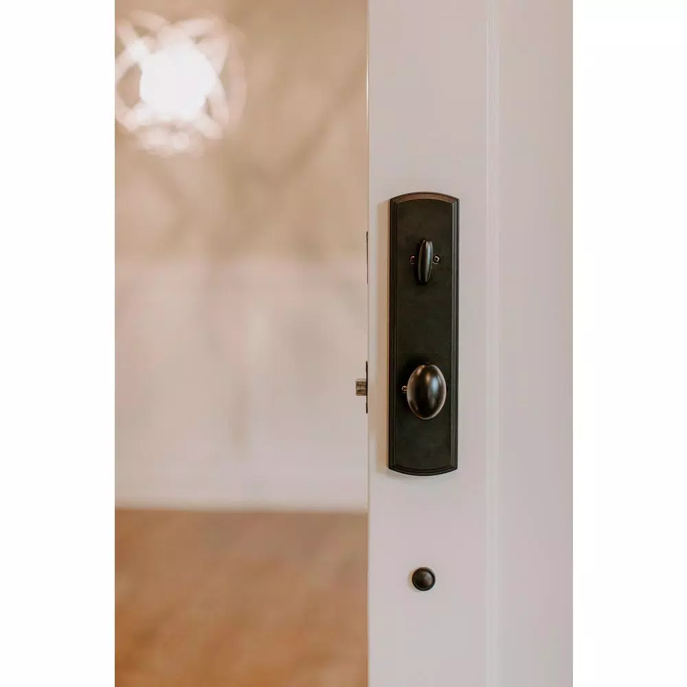 Delaney Briona Black Single Cylinder Deadbolt Entry Door Handleset with Santo Mushroom Style Interior Knob