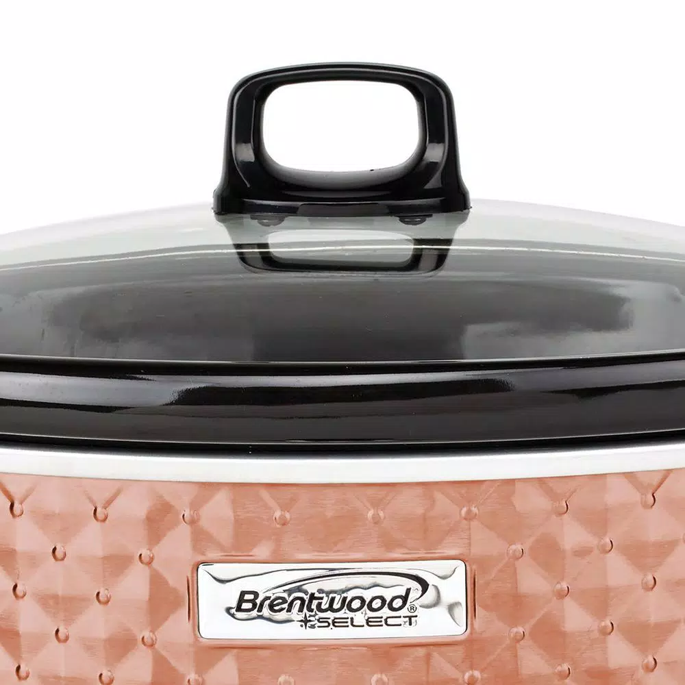 Brentwood Appliances 7 Qt. Copper Slow Cooker with Removable Ceramic Pot and Tempered Glass Lid