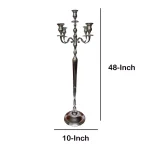 Benjara 48-Inch Silver Handcrafted Aluminum 5-Arm Candelabra with Fluted Tops thumbnail 3
