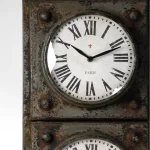 Zentique Antique Grey Metal Floor Clock with 3 Clock Faces and Hidden Storage thumbnail 5