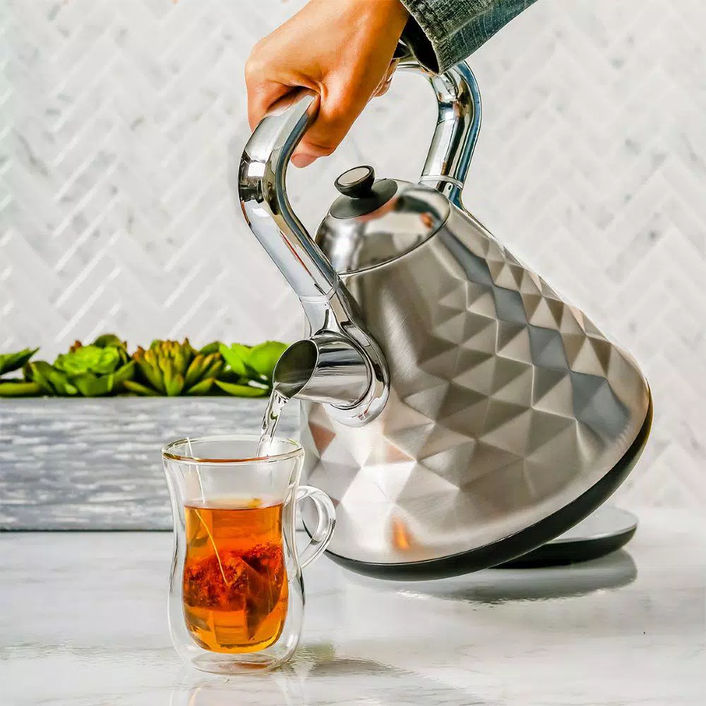 Ovente Cleo Collection 1.7L Electric Kettle, 1500W Stainless Steel Tea Kettle with Auto Shut-Off