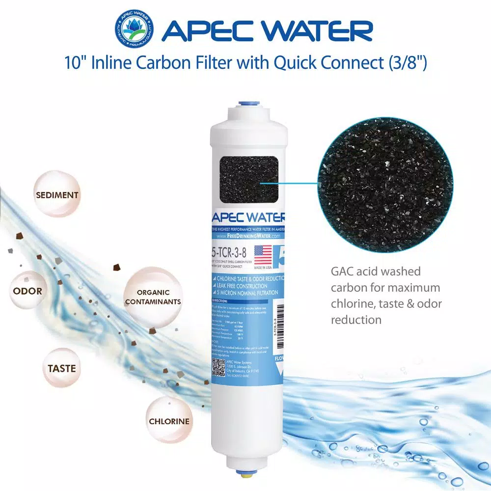 APEC Water Systems APEC Ultimate 10 in. Inline Carbon Filter with 3/8 in. Quick Connect