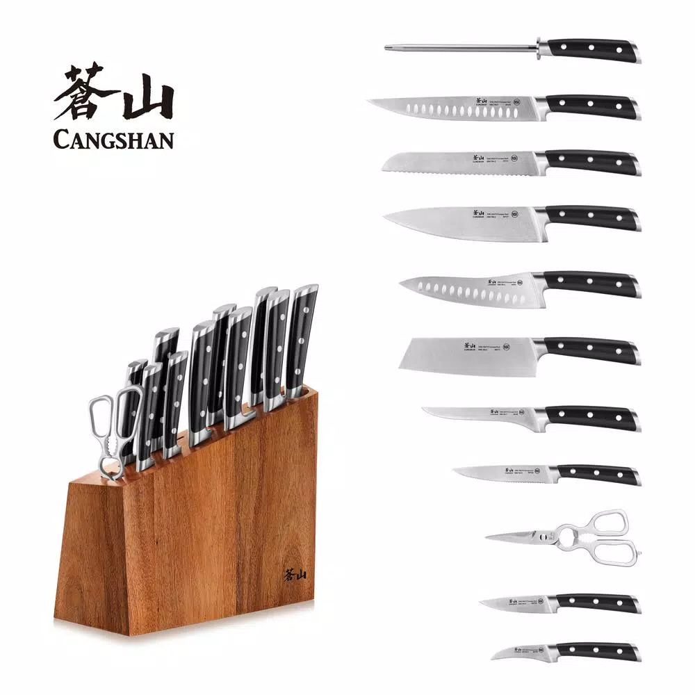 Cangshan S Series 12-Piece German Steel Forged Knife Block Set with Walnut Block