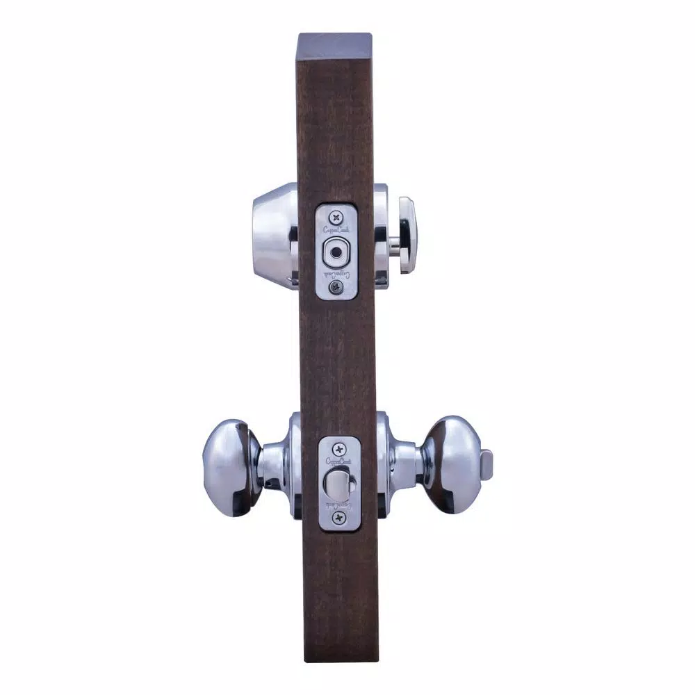 Copper Creek Colonial Polished Stainless Egg Door Knob with Single Cylinder Deadbolt Combo Pack