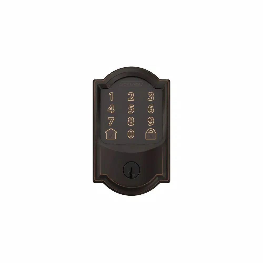Schlage Encode Smart WiFi Door Lock with Alarm and Accent Lever Handleset, Aged Bronze