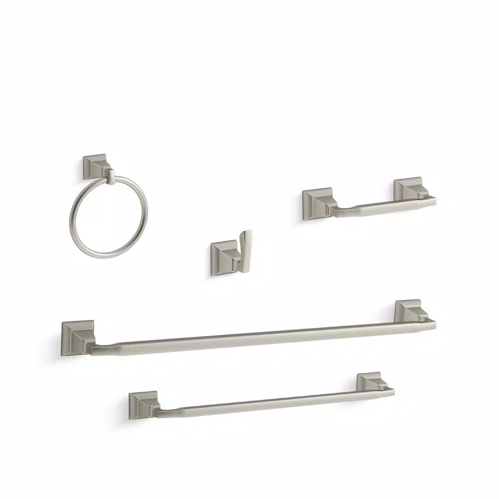 KOHLER Kallan 5-Piece Bathroom Hardware Set, Vibrant Brushed Nickel