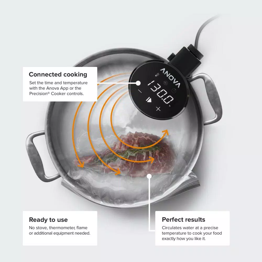 Anova Precision Cooker WiFi Sous Vide, Black and Silver