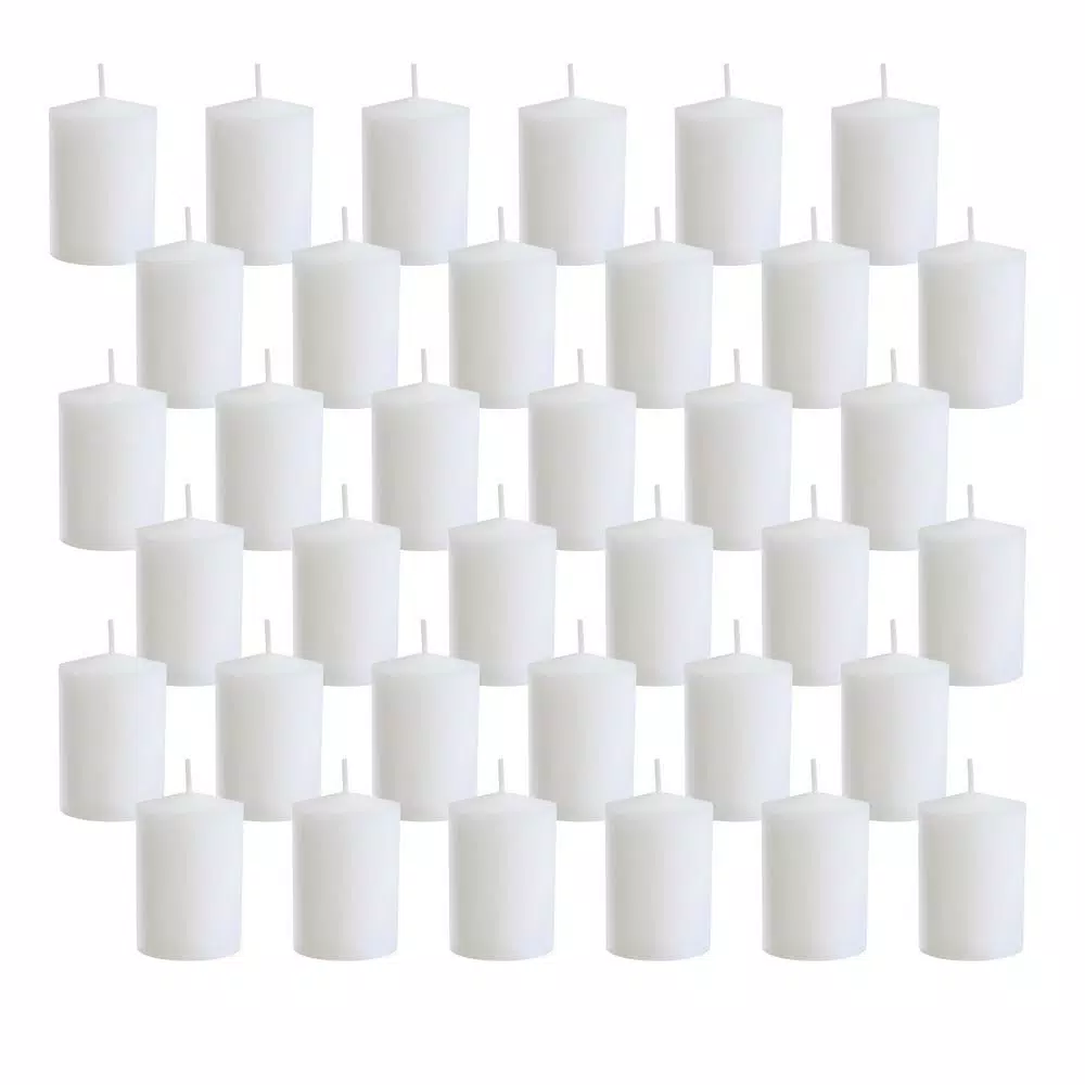 LUMABASE White Unscented Paraffin Wax Votive Candles, 15-Hour Burn Time, 36-Count Pack