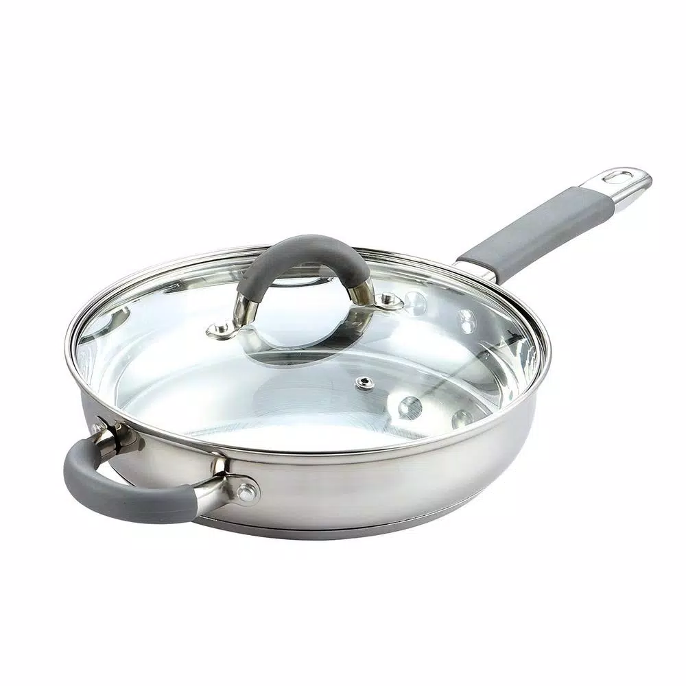 Cook N Home 12-Piece Stainless Steel Cookware Set with Tempered Glass Lids