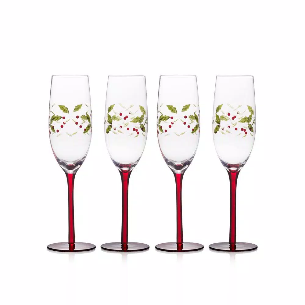 Pfaltzgraff Winterberry Champagne Flute Glasses, Set of 4