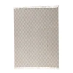 Unbranded MHF Home 50 in. x 60 in. Cotton Blend Taupe Checked Throw Blanket with Tassels thumbnail 3