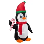 Glitzhome 8 ft. Airblown Inflatable Penguin Holiday Decor with Santa Hat and Red Scarf, Lighted thumbnail 4