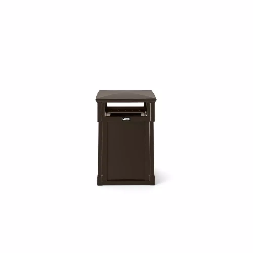 Suncast Commercial 35 Gal. Java Outdoor Trash Can with Attached Lid