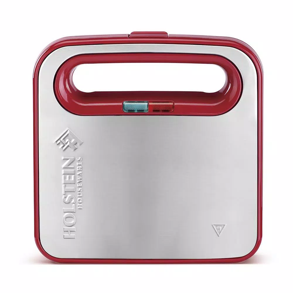 HOLSTEIN HOUSEWARES 750W Red and Stainless Steel Heart Shaped Waffle Maker