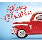 My Door Decor 7 ft. x 8 ft. Red Truck Christmas Garage Door Mural Banner thumbnail 1
