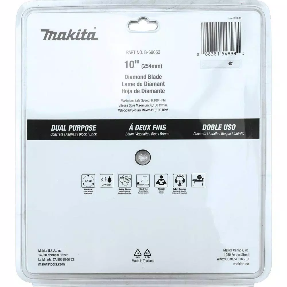 Makita 10 in. Segmented Rim Dual Purpose Diamond Blade for Concrete and Masonry