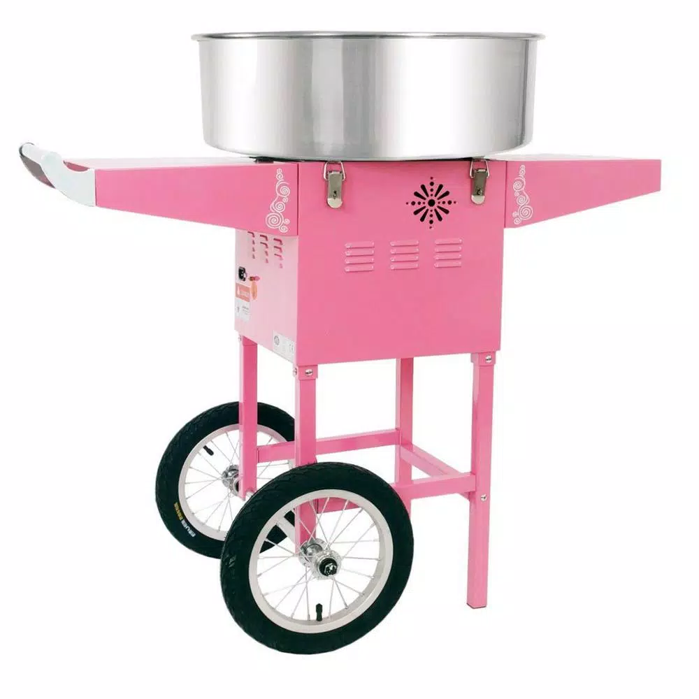 Funtime Popcorn Pink Cotton Candy Machine Cart - Commercial Floss Maker