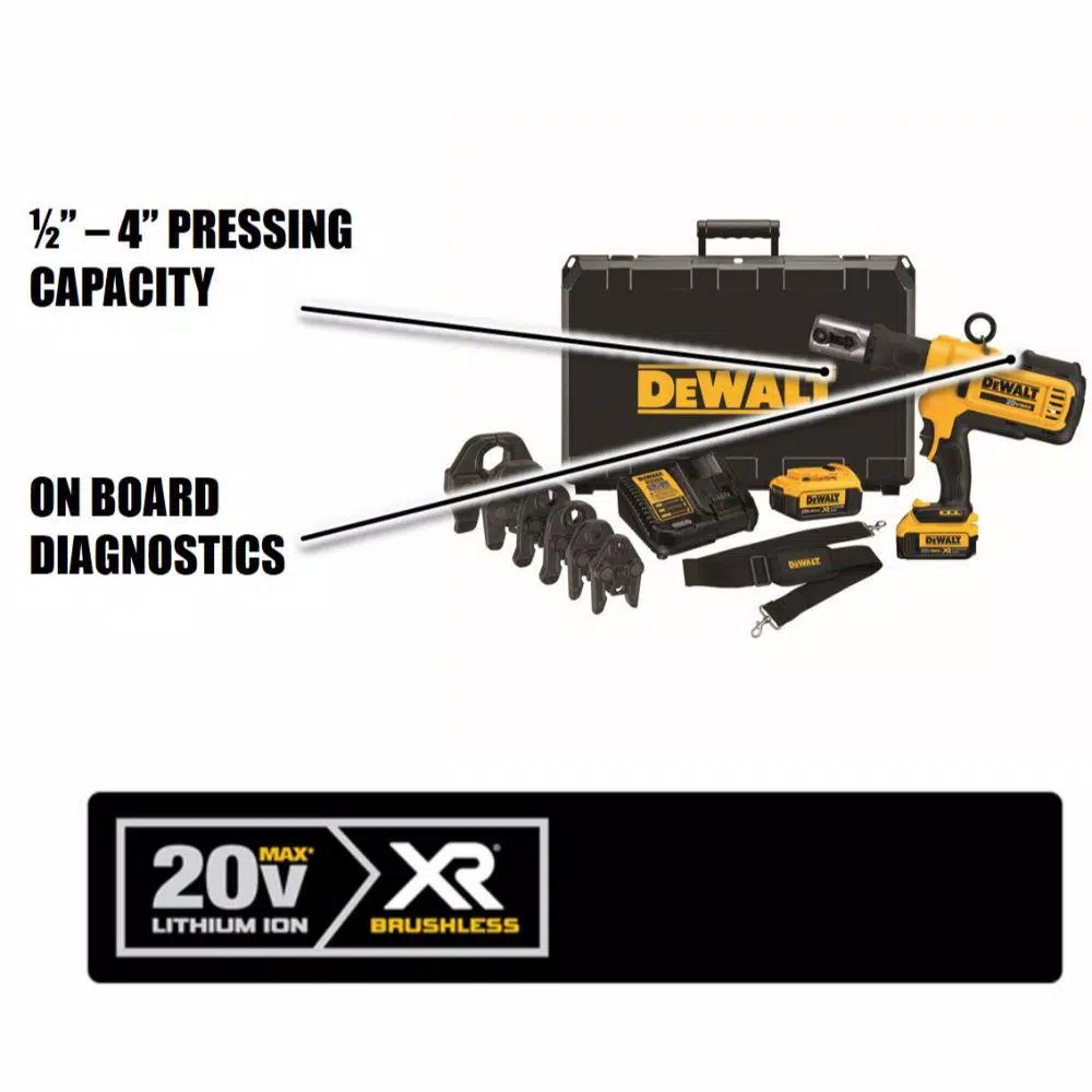 DEWALT 20V MAX Cordless Press Tool Kit with Drain Snake and Threaded Rod Cutter Bundle