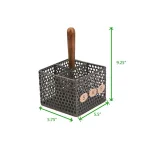 Mind Reader Black Metal 4-Compartment Utensil Basket with Wood Handle - Flatware & Cutlery Organizer thumbnail 6