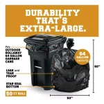 Plasticplace 65 Gallon Toter Compatible Trash Bags, 2 Mil Thick, Black, 50 Count Case thumbnail 2