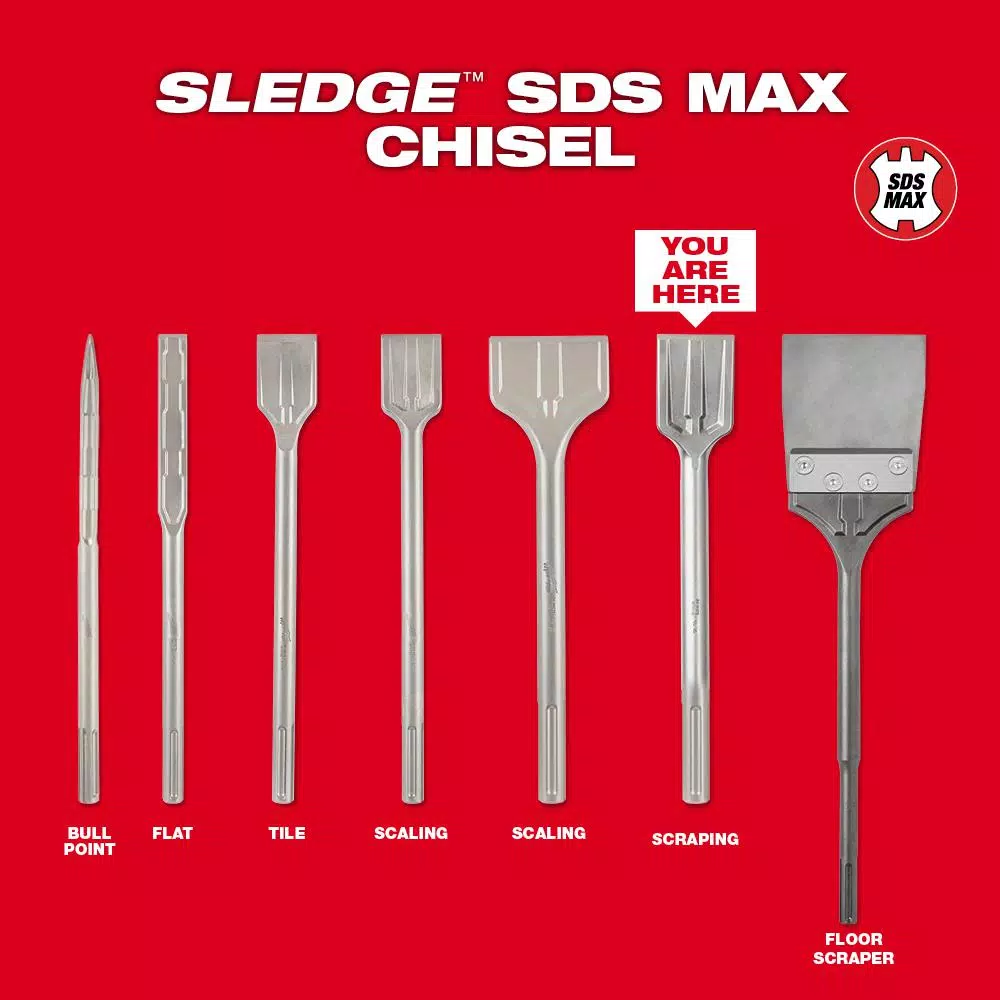 Milwaukee 2 in. x 12 in. SDS-Max SLEDGE Scraping Chisel