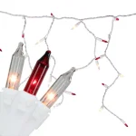 Northlight 10 ft. 150-Light Red and Clear Mini Icicle Lights with White Wire thumbnail 1