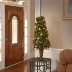 National Tree Company 24 in. Spring Entrance Mossy Tree Topiary with Colorful Flowers and Berries in Decorative Urn thumbnail 2