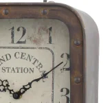 Stonebriar Collection Grand Central Station 14 in. x 10 in. Rustic Metal and Glass Square Tabletop Analog Clock thumbnail 4