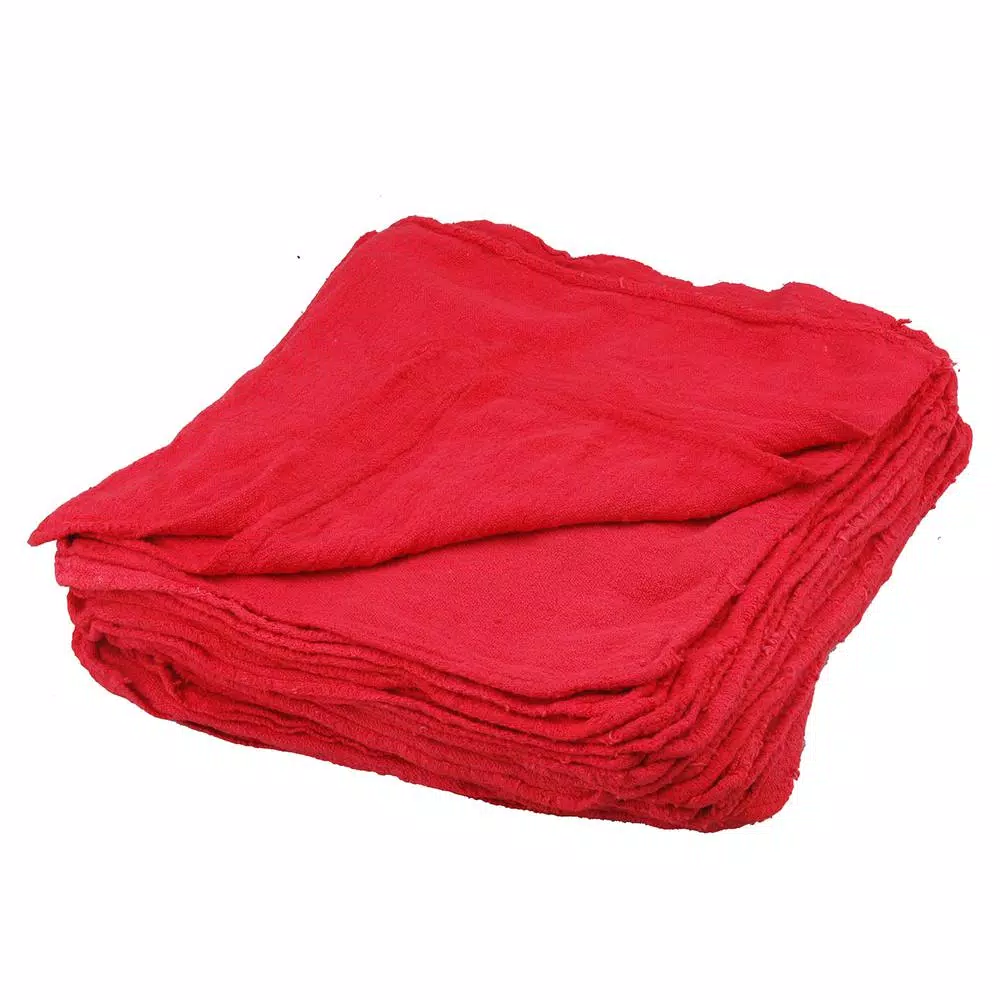 Unbranded Shop Power Red 100% Cotton Shop Towels, 50-Piece Set