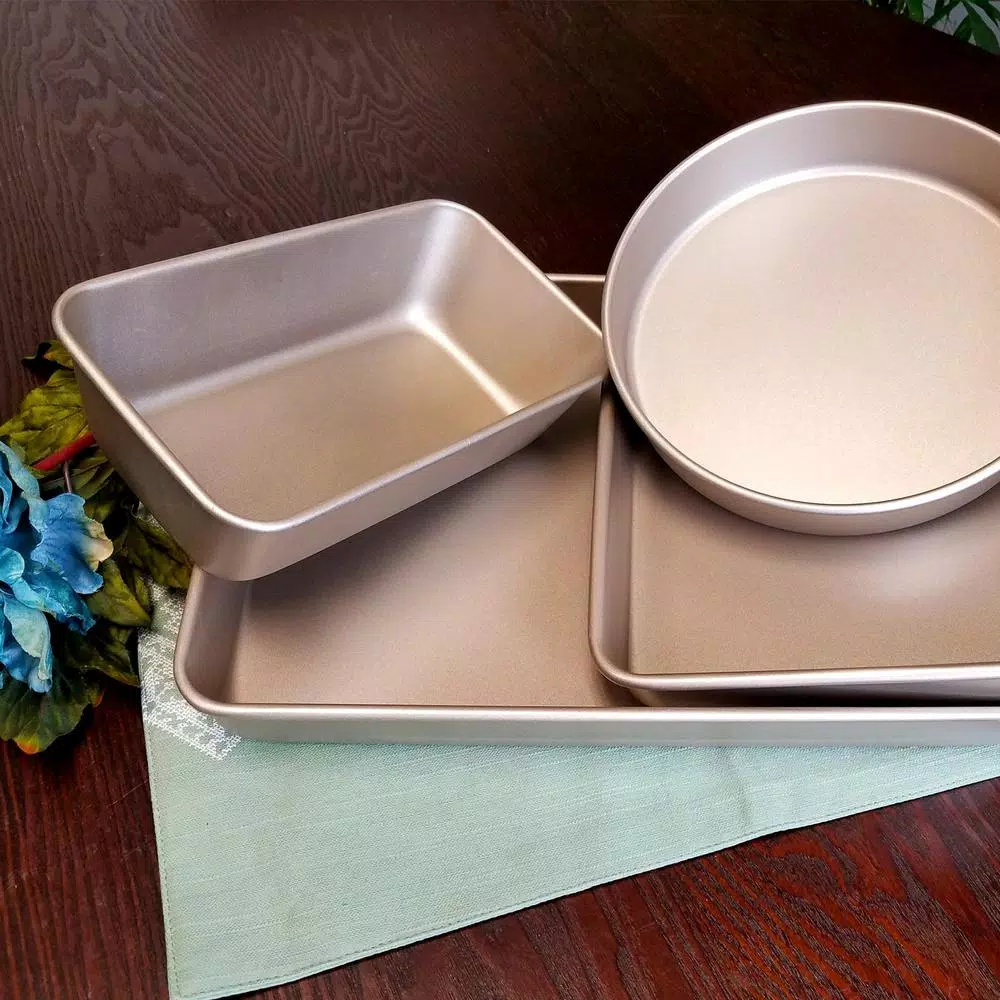 Oster Gale 4-Piece Carbon Steel Bakeware Set, Non-Stick Gold