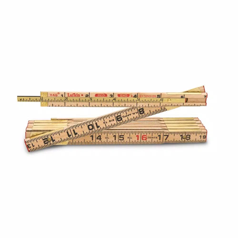 Lufkin 6 ft. Wood Rule with 6 in. Slide Rule Extension, Red End