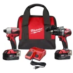 Milwaukee M18 Brushless 2-Tool Combo Kit: Hammer Drill & 3-Speed Impact Driver with (2) 4.0 Ah Batteries thumbnail 1