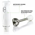Ovente HS560 300W Immersion Hand Blender, 2-Speed Stainless Steel Stick Mixer, White thumbnail 3