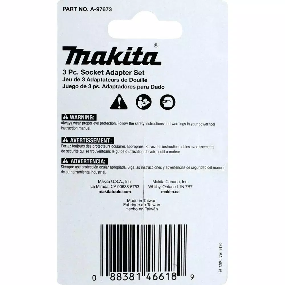 Makita ImpactX 2 in. Modified S2 Steel Socket Adapter Set, 3-Pack
