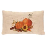 Heritage Lace Harvest Pumpkin Natural Throw Pillow - 12 x 20 in. Farmhouse Style Polyester Rectangle Pillow thumbnail 2