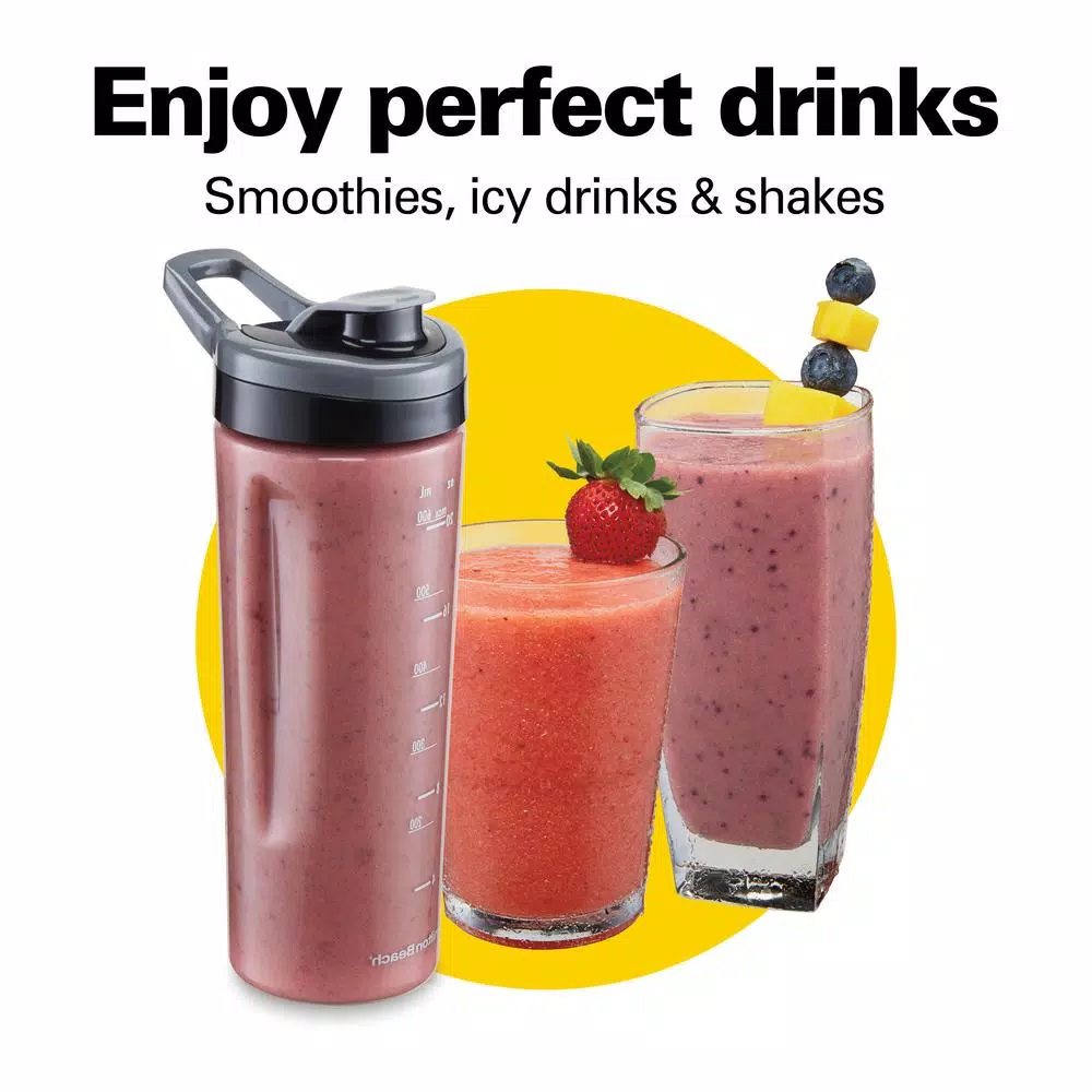 Hamilton Beach Wave Crusher 800W Blender with 40 oz. Pitcher and 20 oz. Travel Jar, Gray