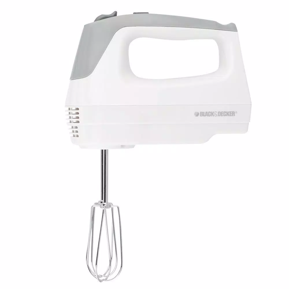 BLACK+DECKER 5-Speed White Handheld Electric Mixer with Power Boost, 175W