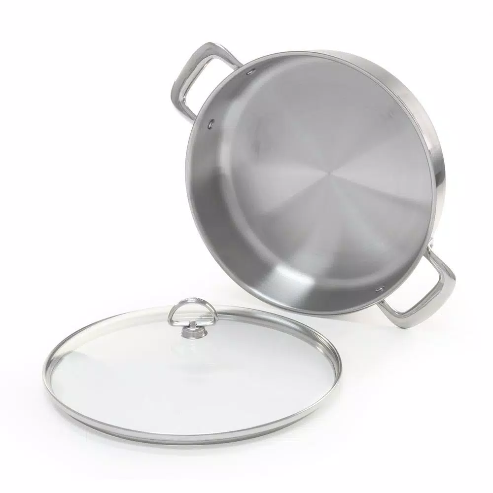 Chantal Induction 21 Steel 5 Qt. Stainless Steel Saute Pan with Glass Lid, Brushed Stainless Steel