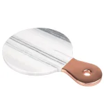 Creative Home Natural White Marble Cheese Serving Board with Stainless Steel Copper Trim Handle, 12.2 x 8 in. thumbnail 1