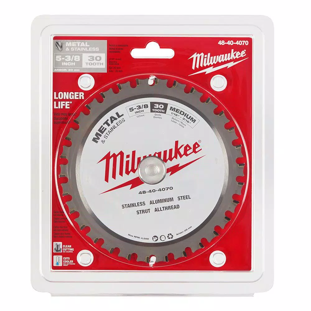 Milwaukee 5-3/8 in. 30T Metal & Stainless Steel Carbide Circular Saw Blade