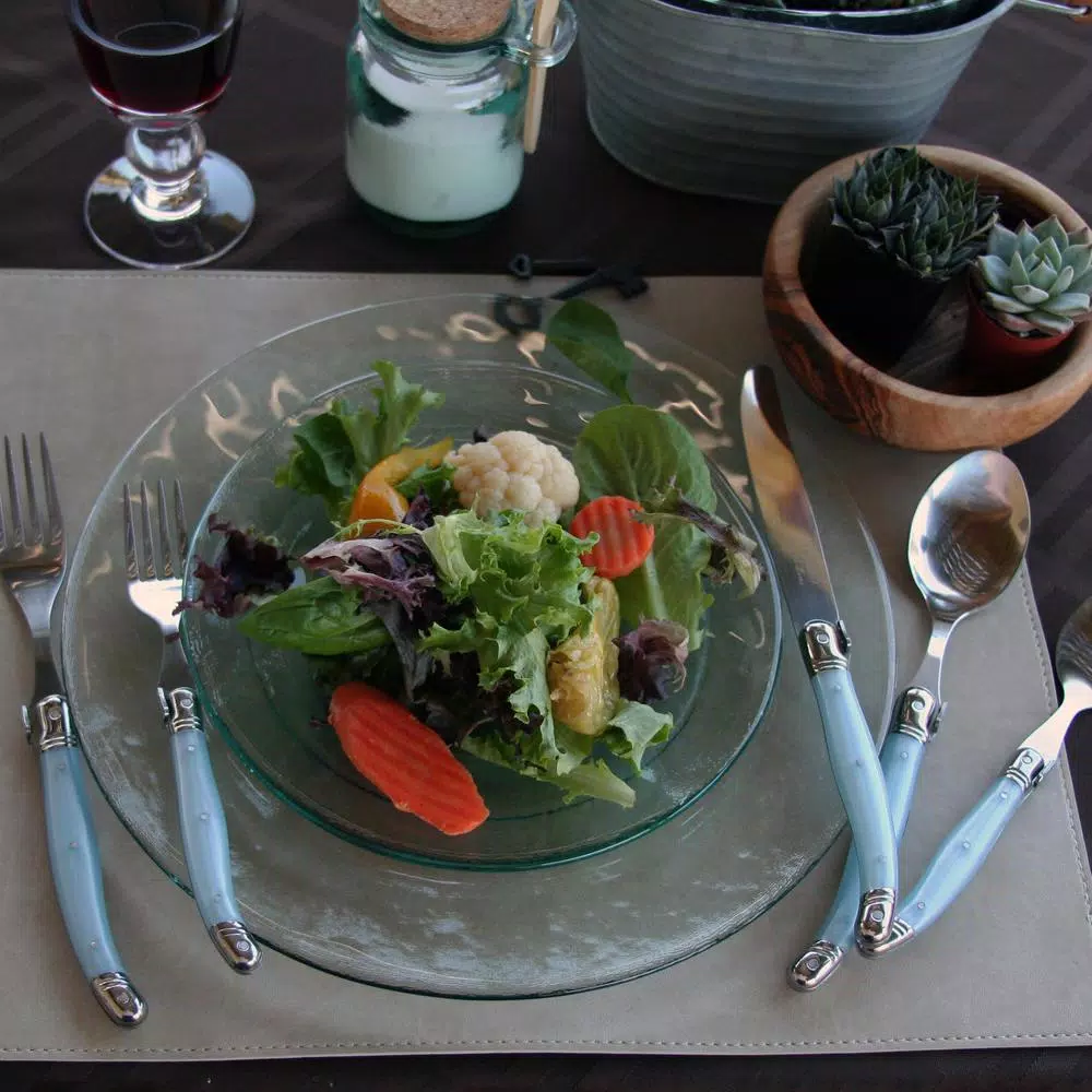 French Home Laguiole 20-Piece Stainless Steel Flatware Set, Ice Blue, Service for 4