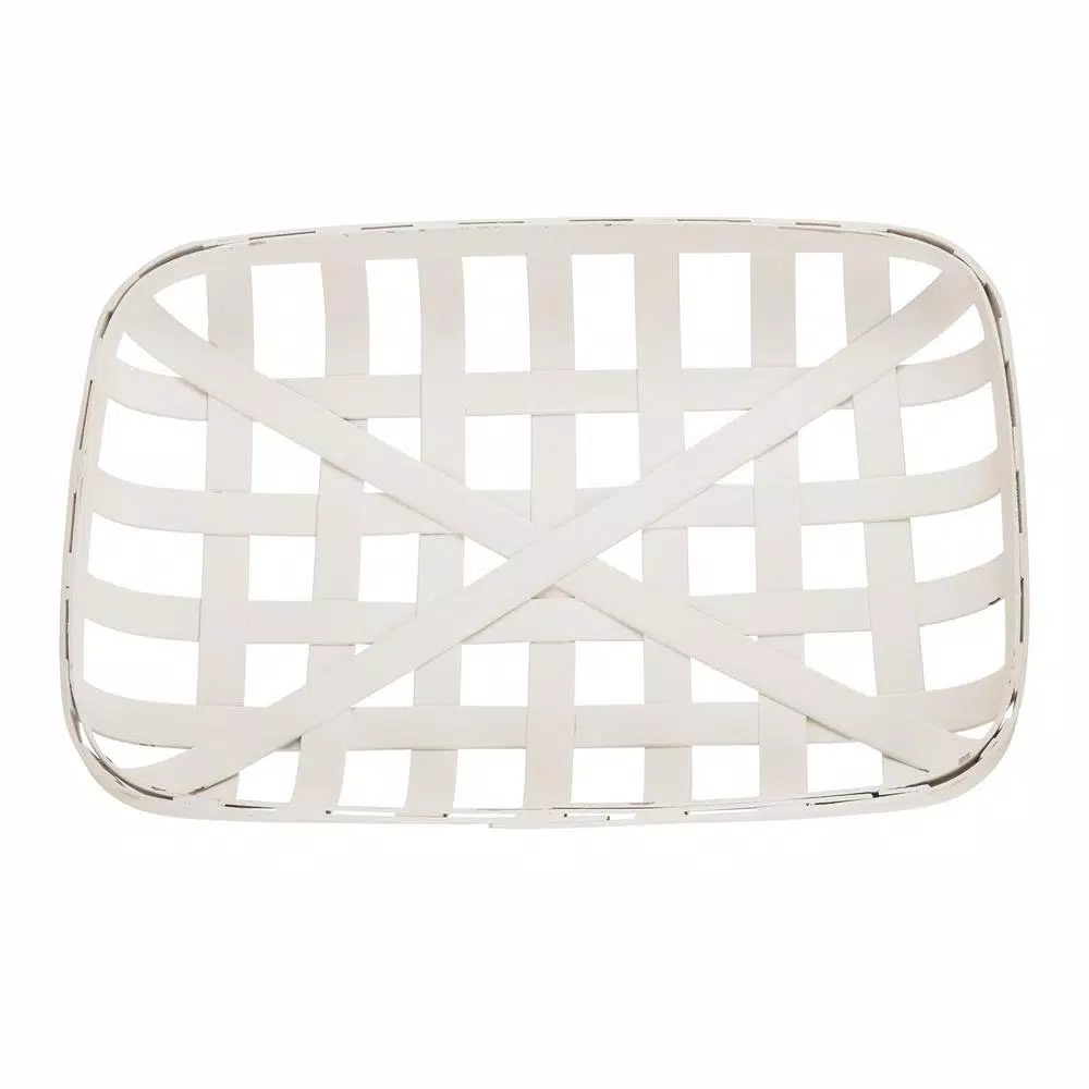 Glitzhome 30 in. H x 24 in. W White Wooden Tobacco Basket Wall Decor