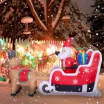 JOYDECOR 5 ft. Santa Claus on Sleigh with 2 Reindeer Christmas Inflatable Outdoor Decoration with LED Lights thumbnail 8